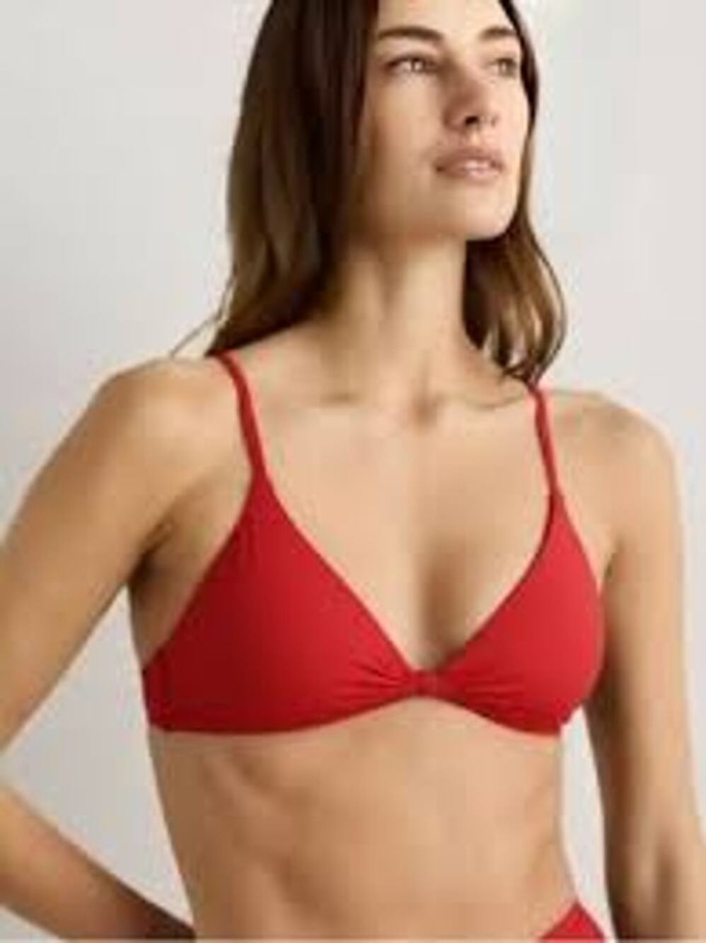 QUINCE Italian Knotted Triangle Bikini Top SUSTAINABLE Cherry Red NWT Size XS